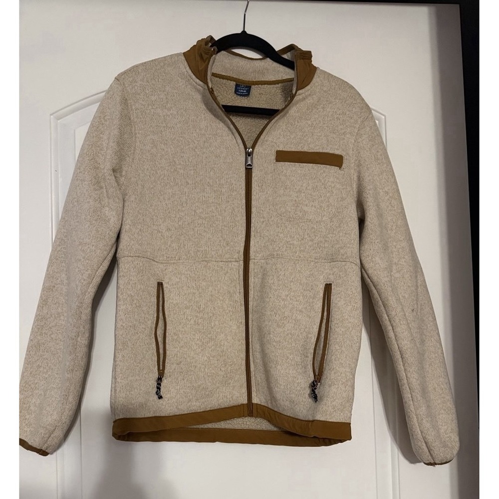 George Sherpa‎ Fleece Jacket Mens Small Beige Full Zip Warm Casual Coat